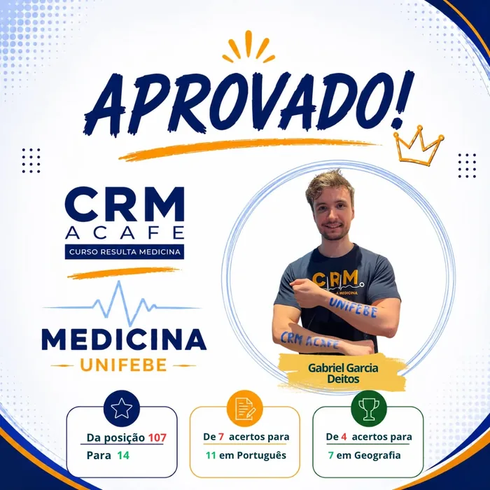 Gabriel Garcia Deitos, aprovado em Medicina pela UNIFEBE
