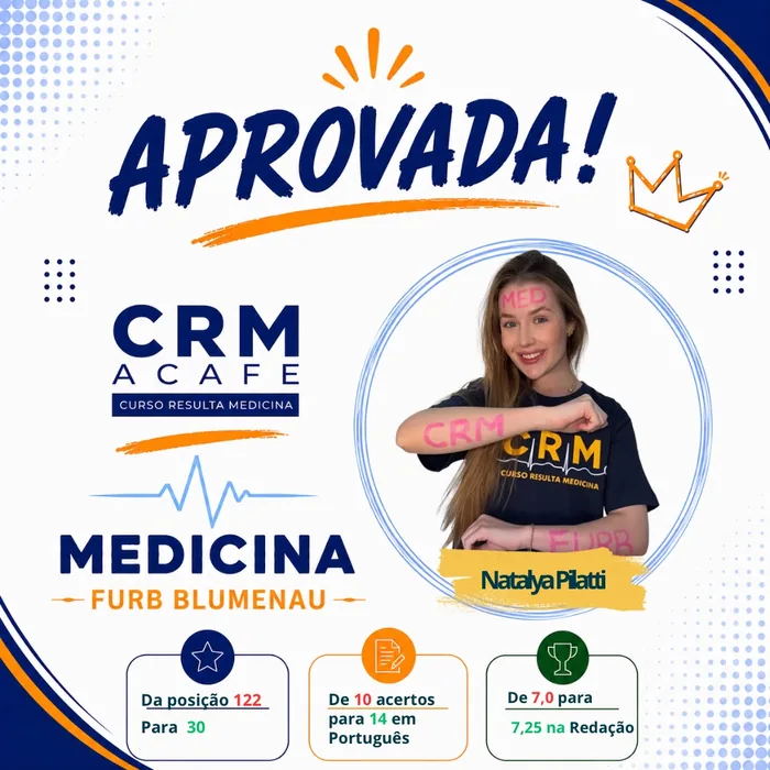 Natalya Pilatti, aprovada em Medicina pela FURB Blumenau